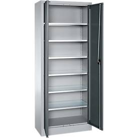 Schäfer Shop Select Materialschrank MSI 2409, Stahl, 6 Fachböden, B 950 x T 400 x H 1935 mm, weißaluminium/anthrazitgrau 
