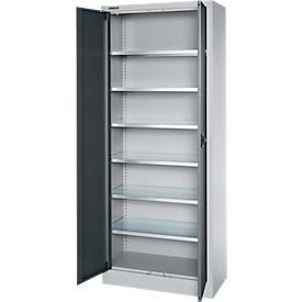 Schäfer Shop Select Materialschrank MSI 2409, Stahl, 6 Fachböden, B 950 x T 400 x H 1935 mm, weißaluminium/anthrazitgrau 