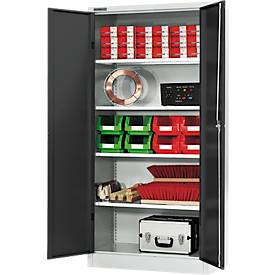 Schäfer Shop Select Materialschrank MSI 2509, 4 Zwischenböden, Zylinderschloss, B 950 x T 500 x H 1935 mm, lichtgrau RAL 7035/anthrazitgrau RAL 7016