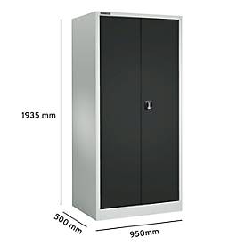 Schäfer Shop Select Materialschrank MSI 2509, 4 Zwischenböden, Zylinderschloss, B 950 x T 500 x H 1935 mm, lichtgrau RAL 7035/anthrazitgrau RAL 7016