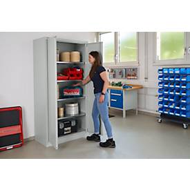 Schäfer Shop Select Materialschrank MSI 2509, 5 OH, 4 Zwischenböden, Zylinderschloss, B 950 x T 500 x H 1935 mm, lichtgrau RAL 7035/lichtgrau RAL 7035