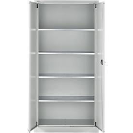 Schäfer Shop Select Materialschrank MSI 2509, 5 OH, 4 Zwischenböden, Zylinderschloss, B 950 x T 500 x H 1935 mm, lichtgrau RAL 7035/lichtgrau RAL 7035