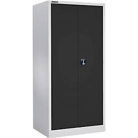 Schäfer Shop Select Materialschrank MSI 2509, 5 OH, 4 Zwischenböden, Zylinderschloss, B 950 x T 500 x H 1935 mm, weißaluminium RAL 9006/anthrazitgrau RAL 7016