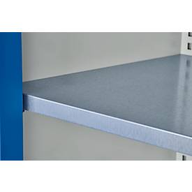 Schäfer Shop Select Materialschrank MSI 2509, 5 OH, 4 Zwischenböden, Zylinderschloss, B 950 x T 500 x H 1935 mm, weißaluminium RAL 9006/enzianblau RAL 5010