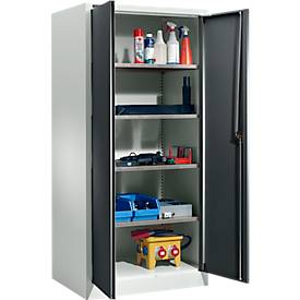 Schäfer Shop Select Materialschrank MSI 2509 S, verstärkte Ausführung, bis 100 kg/Fachboden, B 950 x T 500 x H 1935 mm, lichtgrau/anthrazitgrau 