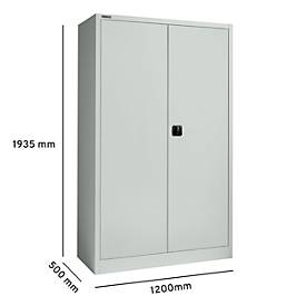 Schäfer Shop Select Materialschrank MSI 2512, 5 Ordnerhöhen, 4 Zwischenböden, Zylinderschloss, B 1200 x T 500 x H 1935 mm, lichtgrau