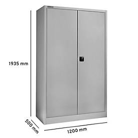 Schäfer Shop Select Materialschrank MSI 2512, 5 Ordnerhöhen, 4 Zwischenböden, Zylinderschloss, B 1200 x T 500 x H 1935 mm, weißaluminium