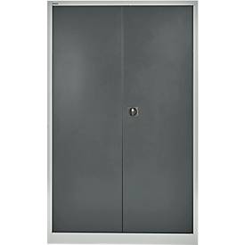 Schäfer Shop Select Materialschrank MSI 2512, 5 Ordnerhöhen, 4 Zwischenböden, Zylinderschloss, B 1200 x T 500 x H 1935 mm, weißaluminium RAL 9006/anthrazitgrau RAL 7016