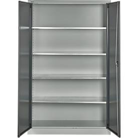 Schäfer Shop Select Materialschrank MSI 2512, 5 Ordnerhöhen, 4 Zwischenböden, Zylinderschloss, B 1200 x T 500 x H 1935 mm, weißaluminium RAL 9006/anthrazitgrau RAL 7016