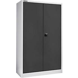 Schäfer Shop Select Materialschrank MSI 2512, 5 Ordnerhöhen, 4 Zwischenböden, Zylinderschloss, B 1200 x T 500 x H 1935 mm, weißaluminium RAL 9006/anthrazitgrau RAL 7016