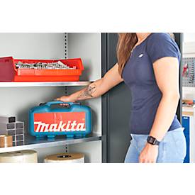 Schäfer Shop Select Materialschrank MSI 2512, 5 Ordnerhöhen, 4 Zwischenböden, Zylinderschloss, B 1200 x T 500 x H 1935 mm, weißaluminum RAL 9006/anthrazitgrau RAL 7016