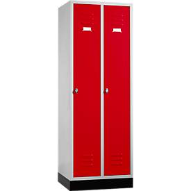 Schäfer Shop Select Materialspind m. Sockel, Drehriegelverschluss, lichtgrau/rubinrot