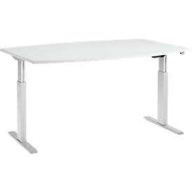 Schäfer Shop Select Meeting Table ERGO-T, T-leg, boat-shaped, height adjustable, electr. 1 level, W 2000 x H 725-1195 mm, light grey