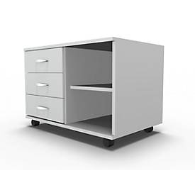 Schäfer Shop Select Mobiles Sideboard, Regal + 3 Schübe + Utensilienschub, B 800, anstellbar links, lichtgrau