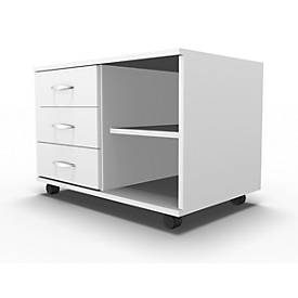 Schäfer Shop Select Mobiles Sideboard, Regal + 3 Schübe + Utensilienschub, B 800, anstellbar links, weiß