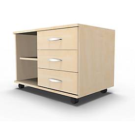 Schäfer Shop Select Mobiles Sideboard, Regal + 3 Schübe + Utensilienschub, B 800, anstellbar rechts, Ahorn