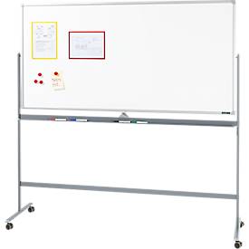 Schäfer Shop Select Mobiles Whiteboard, mit drehbarer Tafel, mit 4 Lenkrollen, 900 x 1800 mm