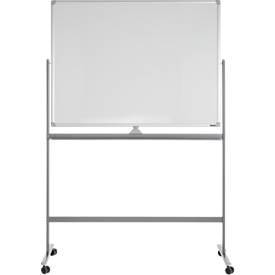 Schäfer Shop Select Mobiles Whiteboard, um 360° drehbare Tafel, weiß lackiert, Ablageschale, 4 Lenkrollen, B 1200 x H 900 mm