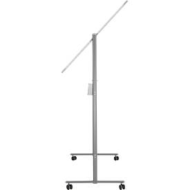 Schäfer Shop Select Mobiles Whiteboard, um 360° drehbare Tafel, weiß lackiert, Ablageschale, 4 Lenkrollen, B 1200 x H 900 mm