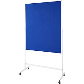 Schäfer Shop Select Moderationstafel SH MT 121, mobil, beidseitig verwendbar, B 1200 x H 1500 mm, Filz, Aluminium & Metall, blau-weiß