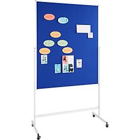 Schäfer Shop Select Moderationstafel SH MT 121, mobil, beidseitig verwendbar, B 1200 x H 1500 mm, Filz, Aluminium & Metall, blau-weiß