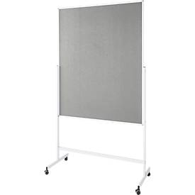 Schäfer Shop Select Moderationstafel SH MT 121, mobil, beidseitig verwendbar, B 1200 x H 1500 mm, Filz, Aluminium & Metall, grau