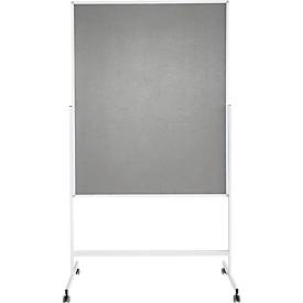 Schäfer Shop Select Moderationstafel SH MT 121, mobil, beidseitig verwendbar, B 1200 x H 1500 mm, Filz, Aluminium & Metall, grau