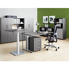 Schäfer Shop Select Monosäulen-Beistelltisch Start Off, elektrisch höhenverstellbar, B 800 x T 800 mm, graphit 