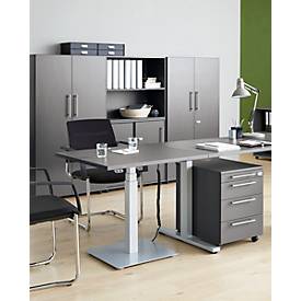 Schäfer Shop Select Monosäulen-Beistelltisch Start Off, elektrisch höhenverstellbar, B 800 x T 800 mm, graphit 