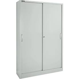 Schäfer Shop Select MS iCONOMY sliding-door cupboard, steel, 5 filing heights, W 1200 x D 400 x H 1935 mm, light grey RAL 7035