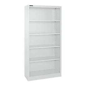 Schäfer Shop Select MS iCONOMY stalen boekenkast, 5 OH, B 800 x D 400 x H 1935 mm, lichtgrijs RAL 7035