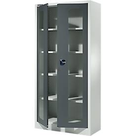 Schäfer Shop Select multifunctionele vitrine MSI-ST 2409, met kijkvenster, 4 tussenlegborden, B 950 x D 400 x H 1935 mm, staal &amp; ESG-glaspanelen, lichtgrijs/antracietgrijs