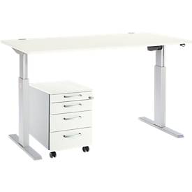 Schäfer Shop Select Offre complète bureau et caissons mobiles ERGO-T, un niveau de réglage de la hauteur, Table l. 1600 mm, 