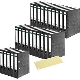 Schäfer Shop Select Ordner, DIN A4, 50 mm, 20 Stück, schwarz + GRATIS Trennstreifen, gelb, 100 Stück