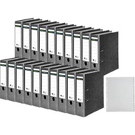 Schäfer Shop Select Ordner, DIN A4, Rückenbreite 80 mm, 20 Stück + GRATIS 1 PP-Ordner-Register A-Z, grau