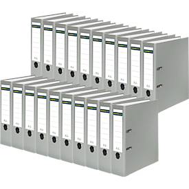 Schäfer Shop Select Ordner, DIN A4, Rückenbreite 80 mm, 20 Stück, Polypropylen und Recyclingpapier, grau