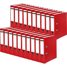 Schäfer Shop Select Ordner, DIN A4, Rückenbreite 80 mm, 20 Stück, Polypropylen und Recyclingpapier, rot