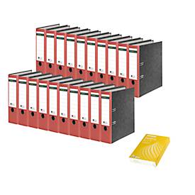 Schäfer Shop Select Ordner, rot, DIN A4, 80 mm, 20 Stück + GRATIS Kopierpapier