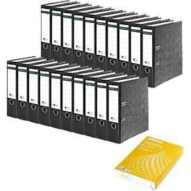 Schäfer Shop Select Ordner, schwarz, DIN A4, 80 mm, 20 Stück + GRATIS Kopierpapier