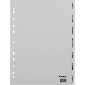 Schäfer Shop Select Ordnerregister, für DIN A4, kalendarisch, Mon-Son, 7 Fächer, Polypropylen, grau