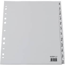 Schäfer Shop Select Ordnerregister, für DIN A4, kalenderisch, Jan.-Dez., 12 Fächer, Poylpropylen, grau