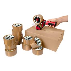 Schäfer Shop Select Packband  mit Abroller, für sicheres Verschliessen von Packstücken, 12 Rollen