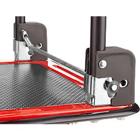 Schäfer Shop Select Plattformwagen 110L, faltbar, Stahl pulverbeschichtet, PUR-Räder, B 485 x T 710 x H 1000 mm, bis 220 kg, schwarz/rot