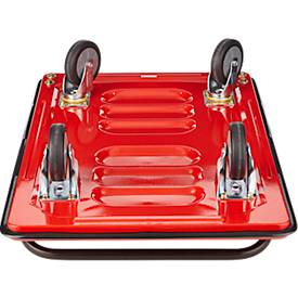 Schäfer Shop Select Plattformwagen 210B, faltbar, Stahl pulverbeschichtet, PUR-Räder, B 615 x T 880 x H 1000 mm, bis 370 kg, schwarz/rot