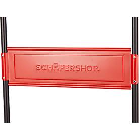 Schäfer Shop Select Plattformwagen 210B, faltbar, Stahl pulverbeschichtet, PUR-Räder, B 615 x T 880 x H 1000 mm, bis 370 kg, schwarz/rot