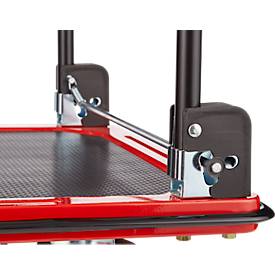 Schäfer Shop Select Plattformwagen 210B, faltbar, Stahl pulverbeschichtet, PUR-Räder, B 615 x T 880 x H 1000 mm, bis 370 kg, schwarz/rot
