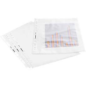 Schäfer Shop Select Prospekthülle Premium, DIN A4, oben offen, 0,08 mm, 100 Stück, glatt, klar