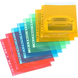 Schäfer Shop Select Prospekthüllen, DIN A4, genarbt, oben offen, dokumentenecht, 25 Stück, blau