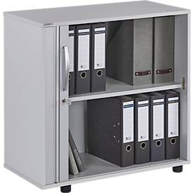 Schäfer Shop Select Querrollladenschrank LOGIN, 2 Ordnerhöhen, abschließbar, B 800 x T 420 x H 744 mm, lichtgrau