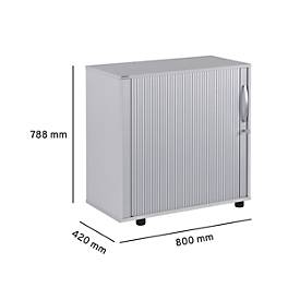 Schäfer Shop Select Querrollladenschrank LOGIN, 2 Ordnerhöhen, abschließbar, B 800 x T 420 x H 744 mm, lichtgrau